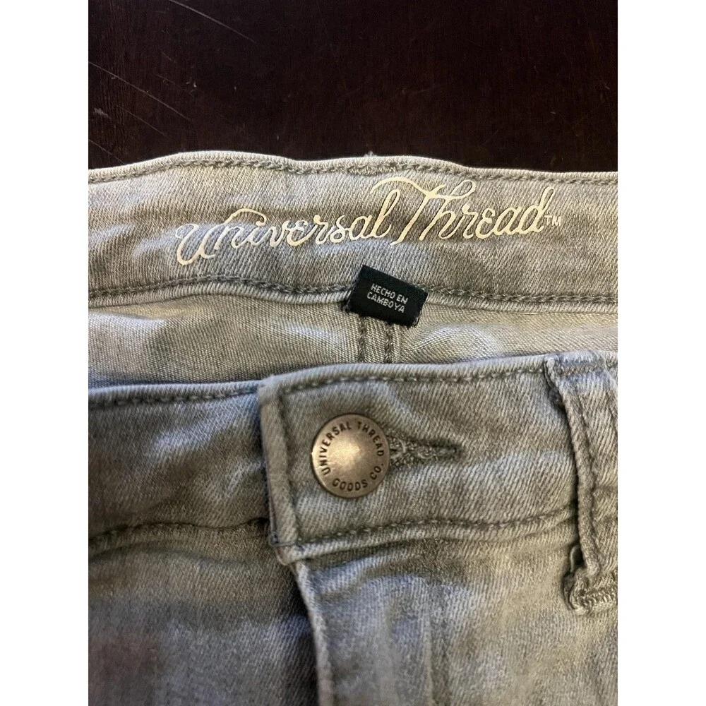 Universal Thread Jeans Womens 6 28R Gray Skinny Mid Rise Stretch Denim Pants - Picture 7 of 9